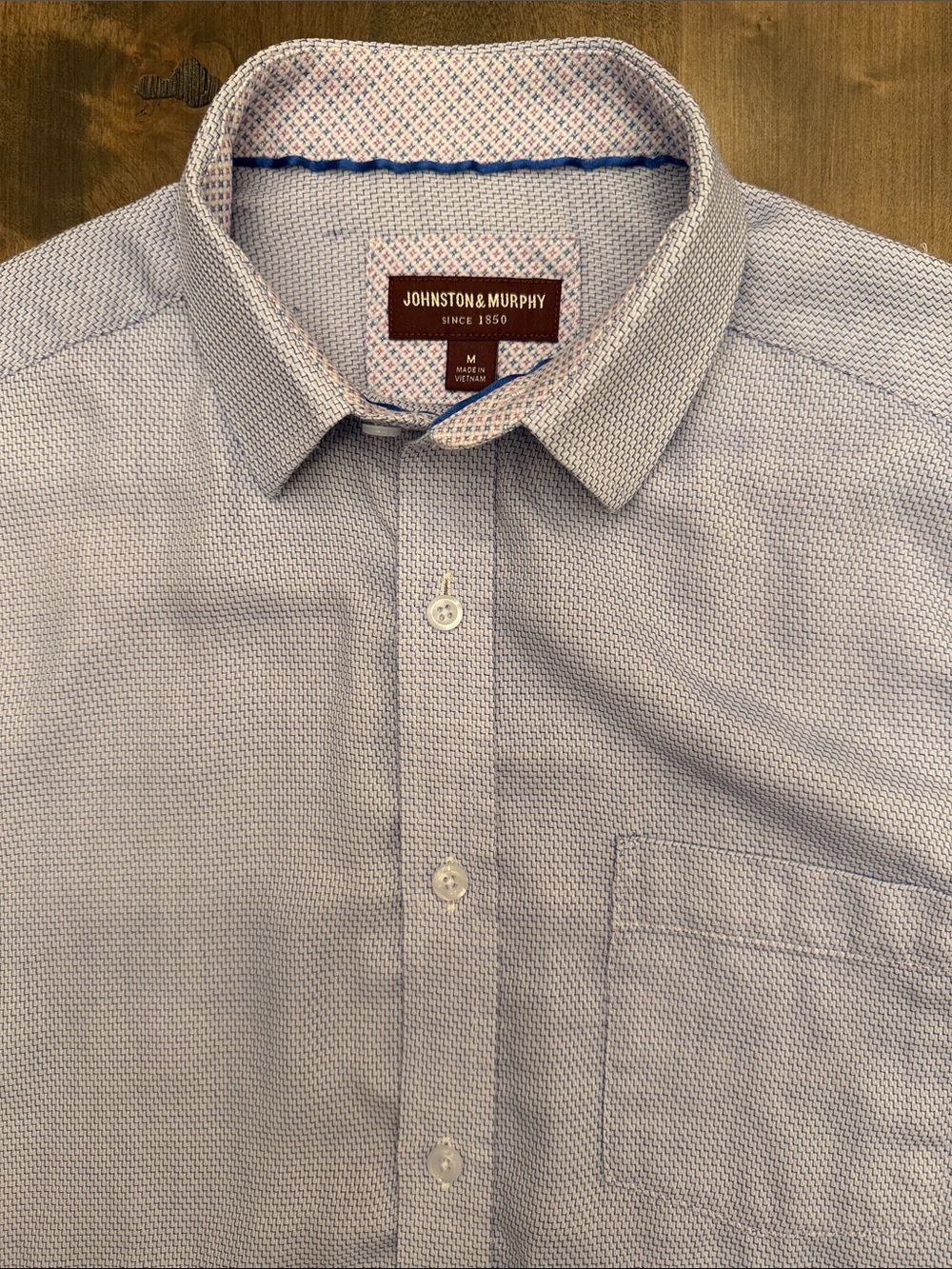 Johnston & Murphy Light Blue Micro-Pattern Dress Shirt